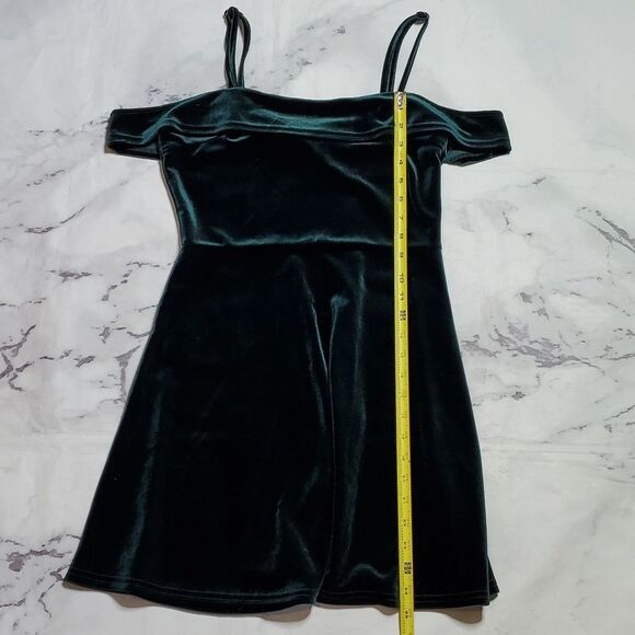 Lulu's My Kind of Romance Dark Green Velvet Off-the-Shoulder Mini Dress - Picture 3 of 7